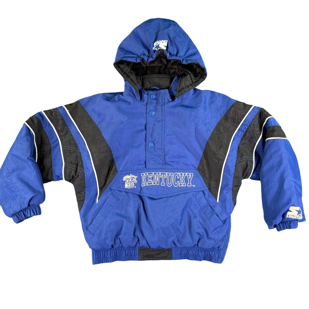 Vintage Starter Kentucky Wildcats Puffer Jacket Youth Medium Blue Half Zip Logo